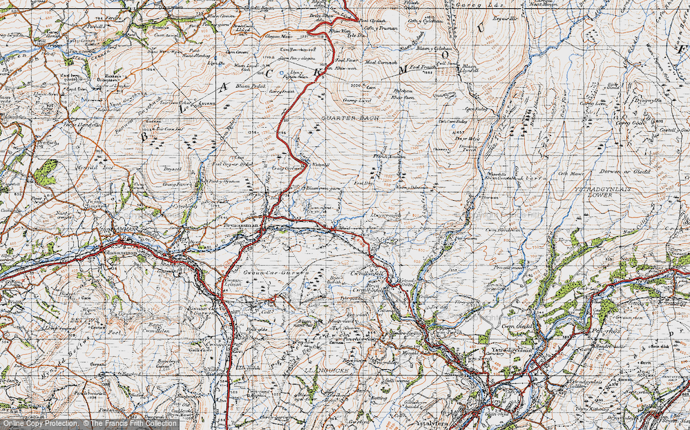 Old Map of Historic Map covering Aman Fach in 1947
