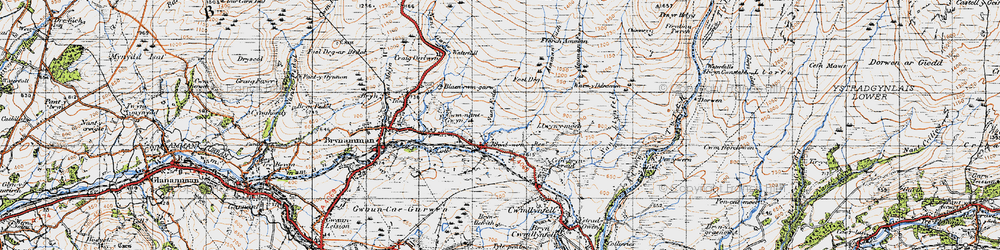 Old map of Rhosaman in 1947