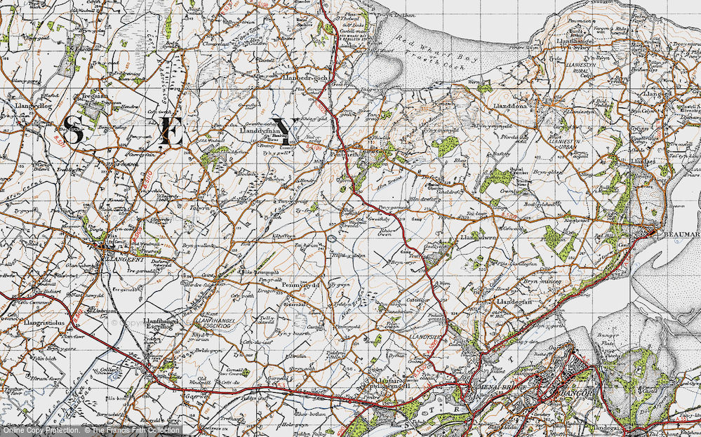 Old Map of Rhoscefnhir, 1947 in 1947