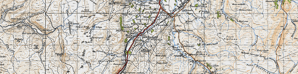 Old map of Afon Dyfrdwy in 1947