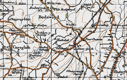 Old map of Rhosgoch in 1947
