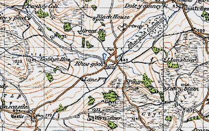 Old map of Rhosgoch in 1947