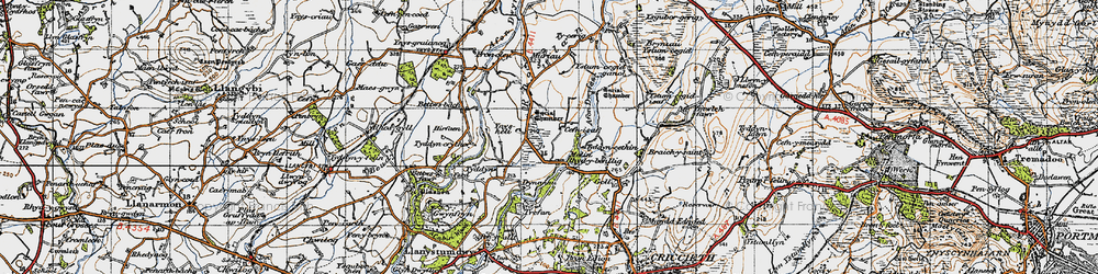 Old map of Afon Dwyfor in 1947