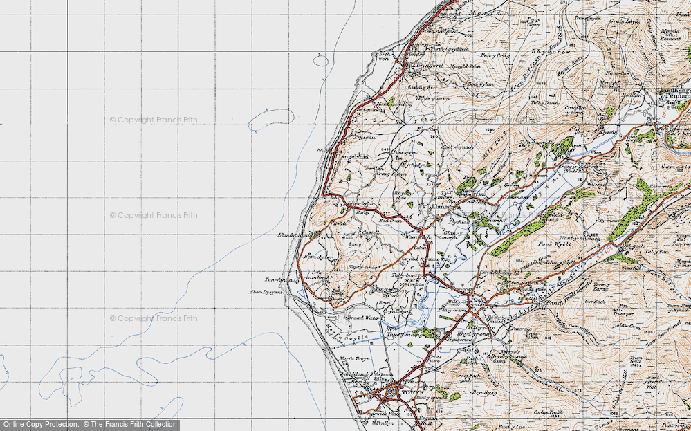 Old Map of Historic Map covering Bronclydwr in 1947