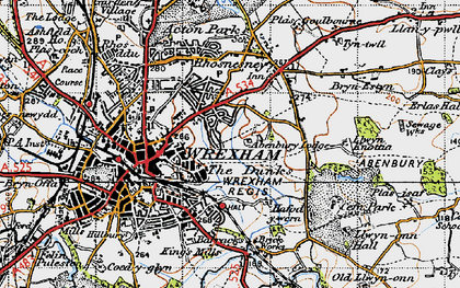 Old map of Rhosnesni in 1947