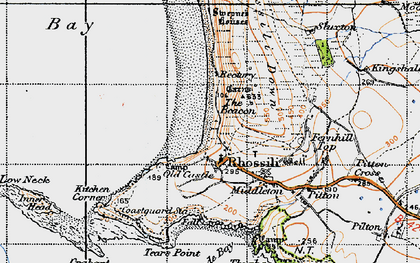Old map of Rhossili in 1946