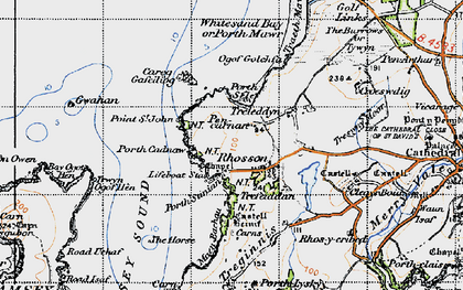 Old map of Rhosson in 1946