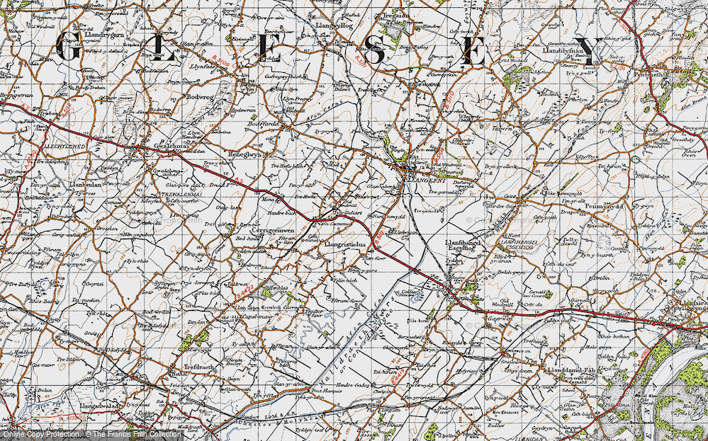 Old Map of Historic Map covering Bryn Gors in 1947