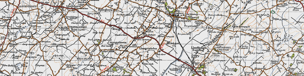 Old map of Rhostrehwfa in 1947