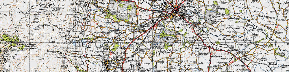 Old map of Rhostyllen in 1947