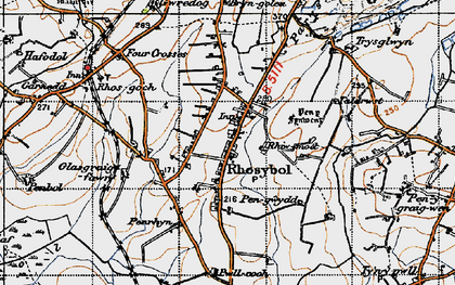 Old map of Rhosybol in 1947