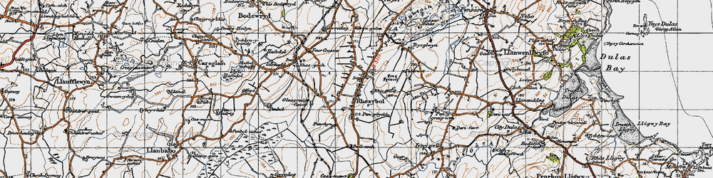 Old map of Rhosybol in 1947