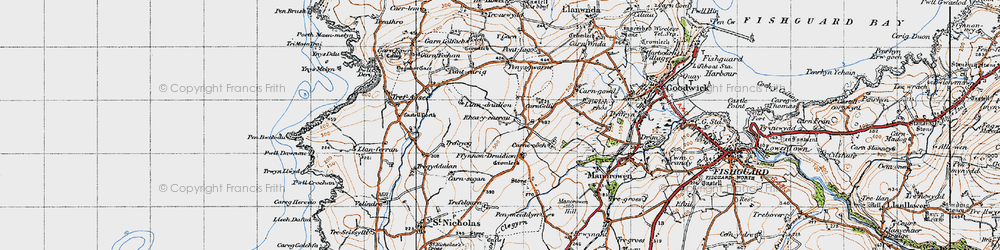 Old map of Rhosycaerau in 1947