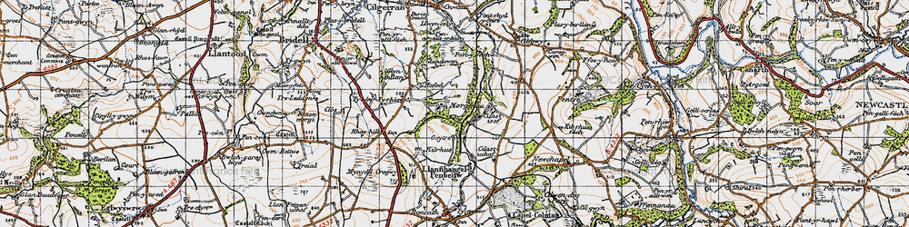 Old map of Rhosygilwen in 1947