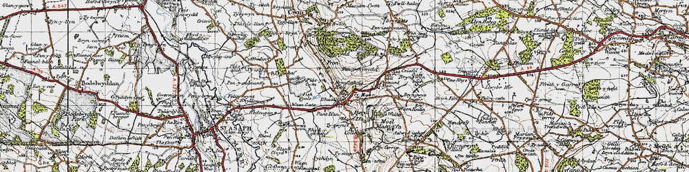 Old map of Rhuallt in 1947
