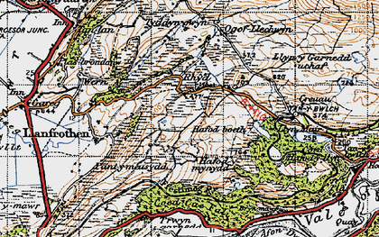 Old map of Rhyd in 1947