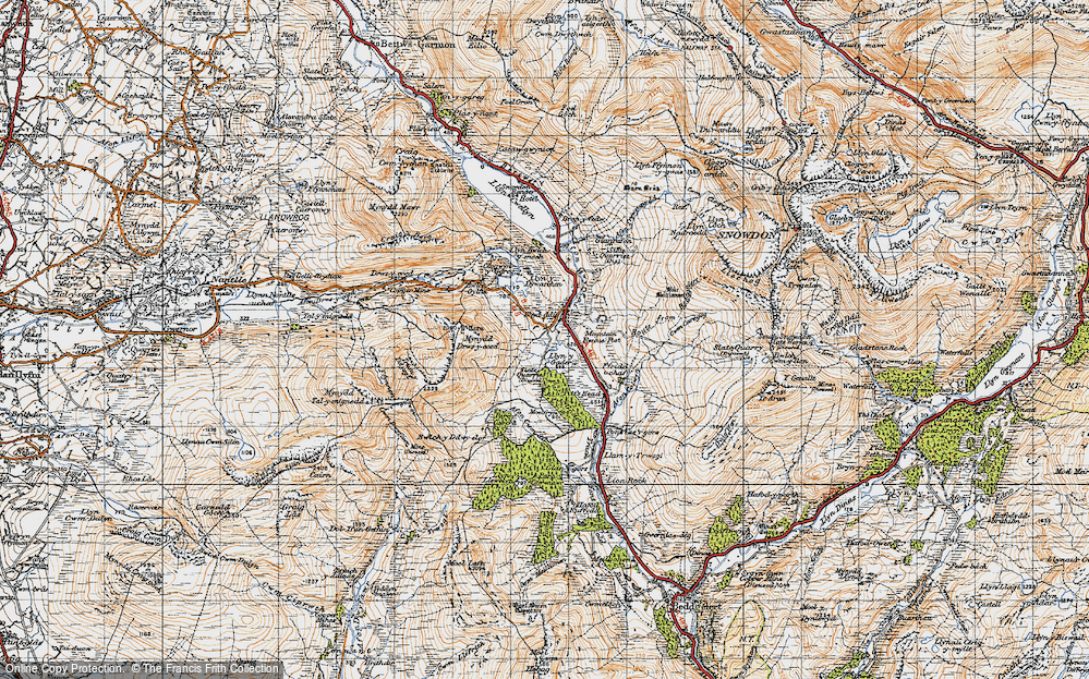 Old Map of Historic Map covering Y Garn in 1947