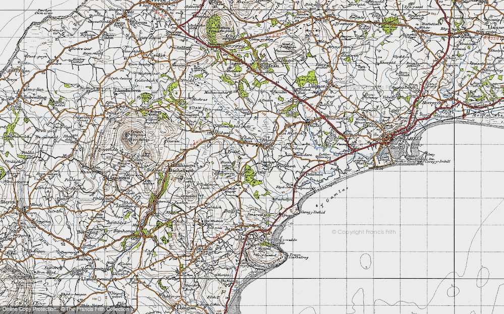 Old Map of Historic Map covering Bryn Bach in 1947