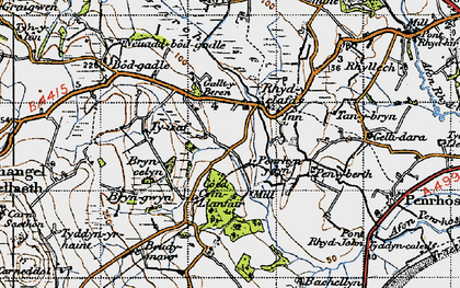 Old map of Bryn Gwyn in 1947