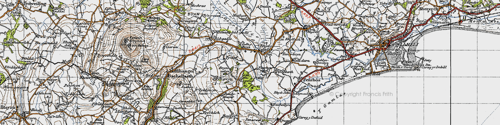 Old map of Llanfihangel in 1947