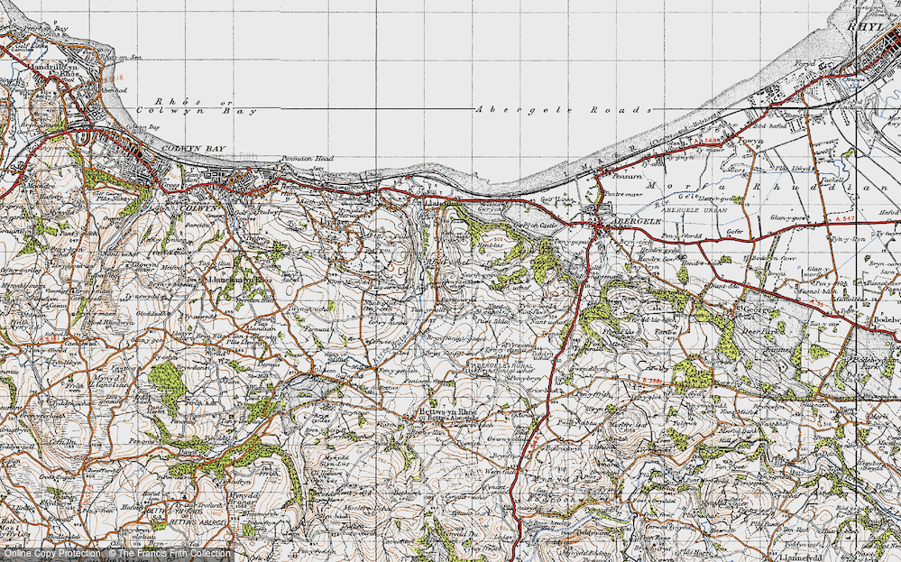 Old Map of Historic Map covering Bryn-ffanigl-ganol in 1947