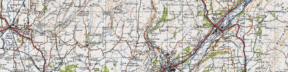 Old map of Banc Darren-fawr in 1947