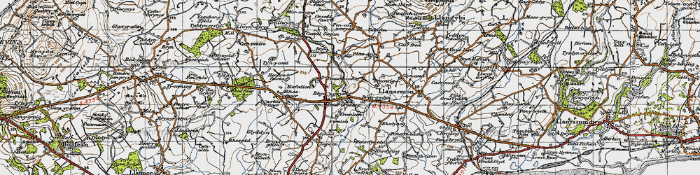 Old map of Rhyd-y-gwystl in 1947