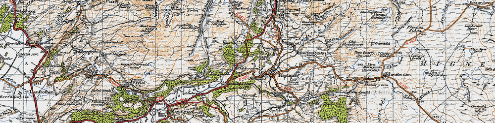 Old map of Afon Goedol in 1947