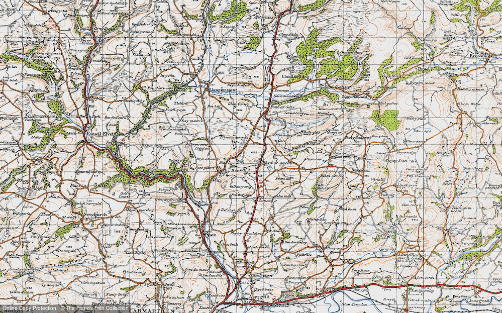 Old Map of Historic Map covering Brynceir in 1946