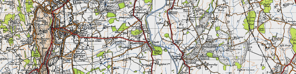 Old map of Rhydd in 1947