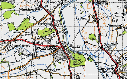 Old map of Rhydd Green in 1947