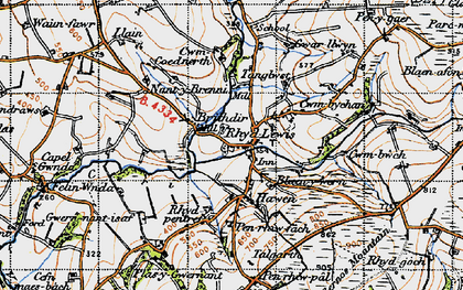 Old map of Rhydlewis in 1947
