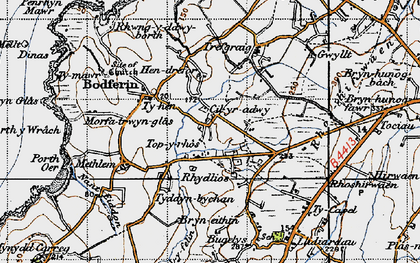 Old map of Rhydlios in 1947