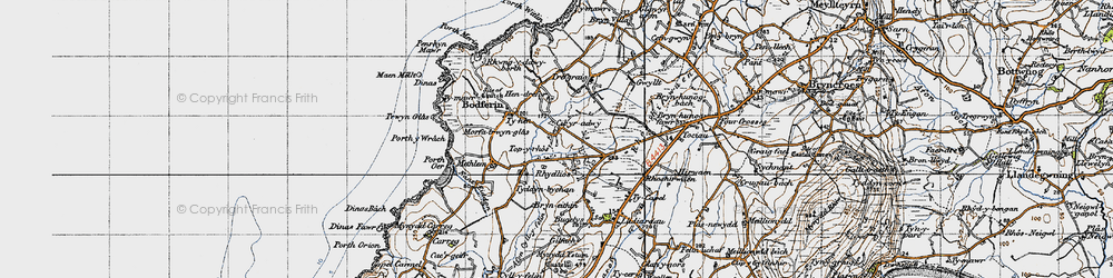 Old map of Rhydlios in 1947