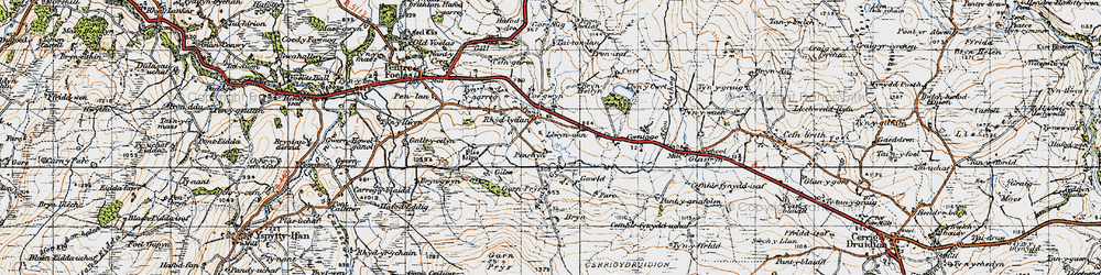 Old map of Rhydlydan in 1947