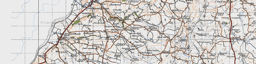 Old map of Rhydroser in 1947