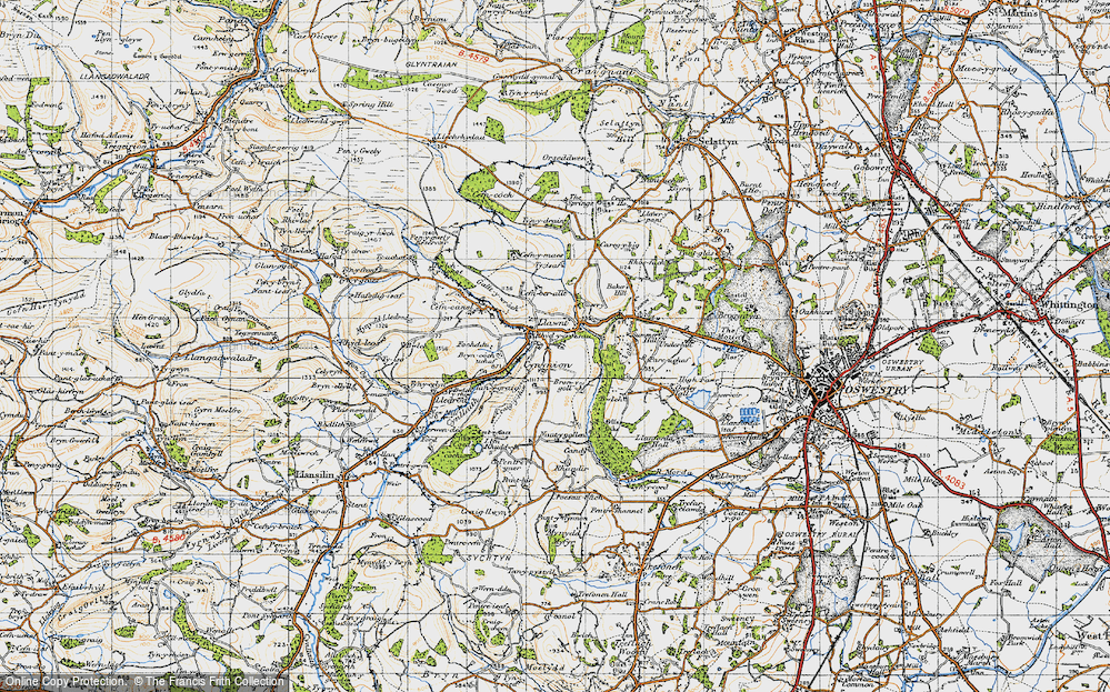 Old Map of Rhydycroesau, 1947 in 1947