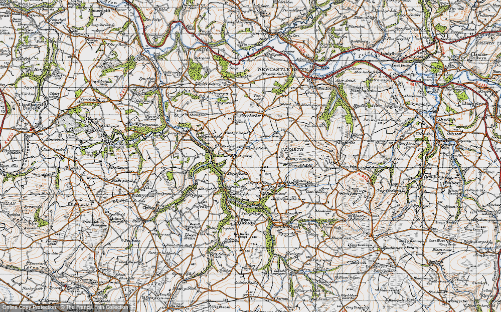 Old Map of Historic Map covering Blaenachddu in 1947