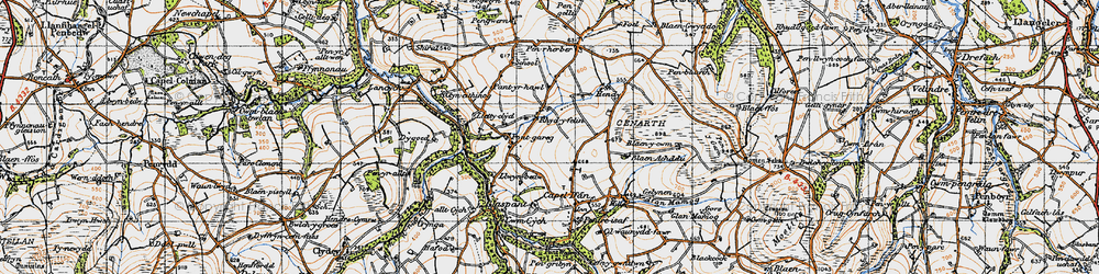 Old map of Blaenachddu in 1947