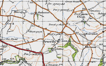 Old map of Rhydygele in 1946