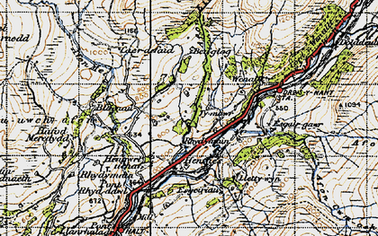 Old map of Afon Celynog in 1947