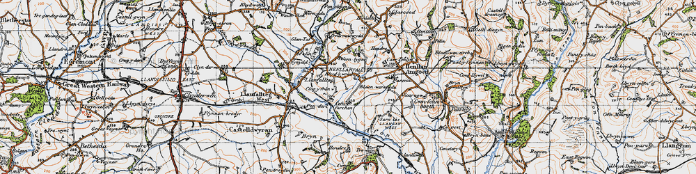 Old map of Blaenwernddu in 1946