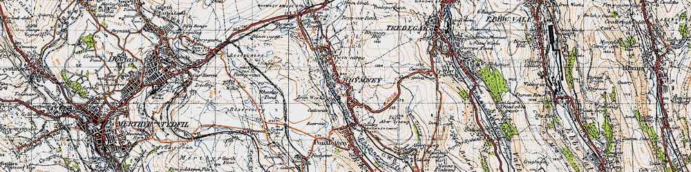 Old map of Rhymney in 1947