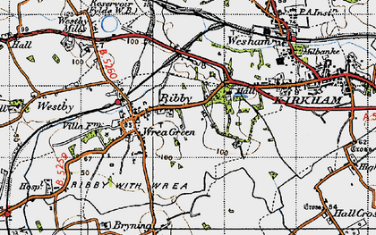 Old map of Ribby in 1947