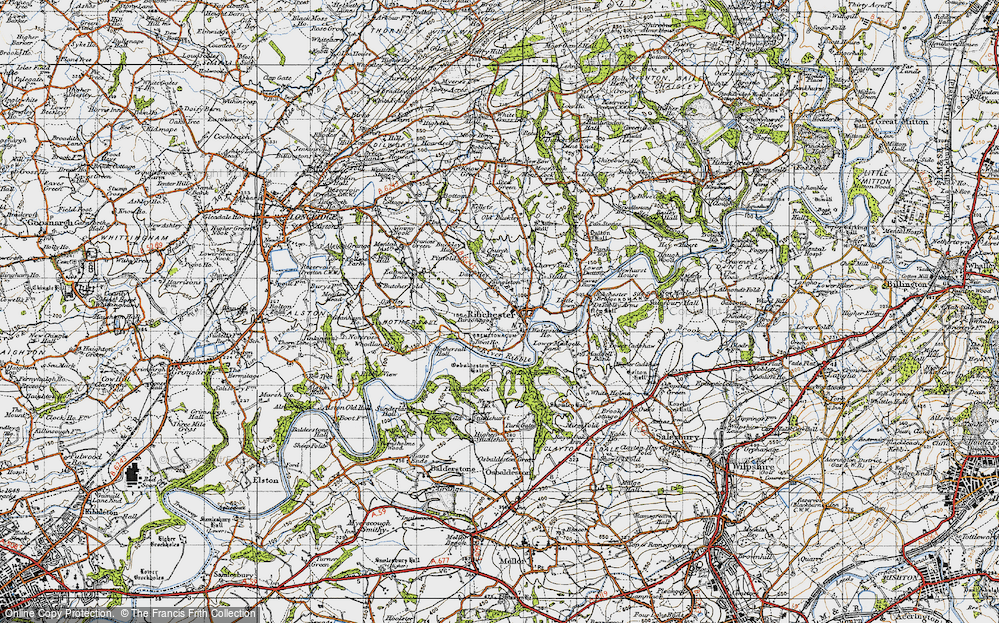 Old Map of Historic Map covering Leece's Wood in 1947