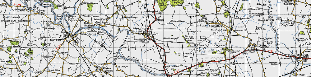 Old map of Riccall in 1947