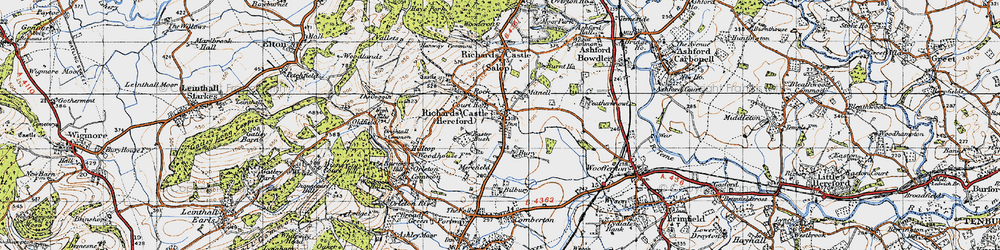 Old map of Richards Castle in 1947