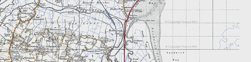Old map of Back Sand Point in 1947