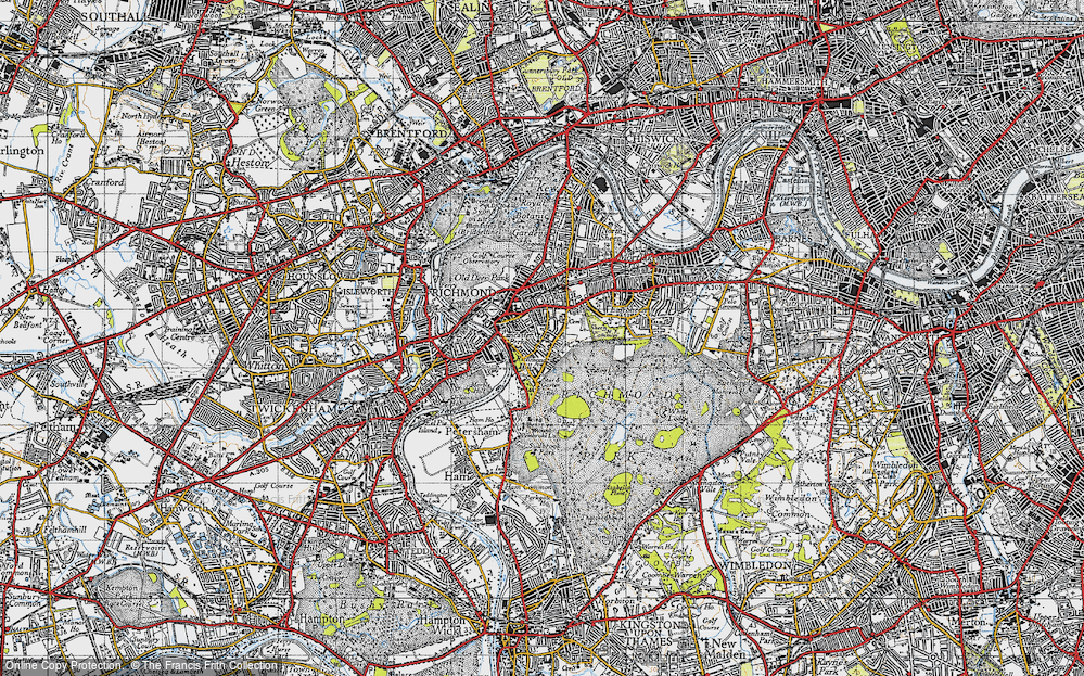 Old Map of Richmond, 1945 in 1945