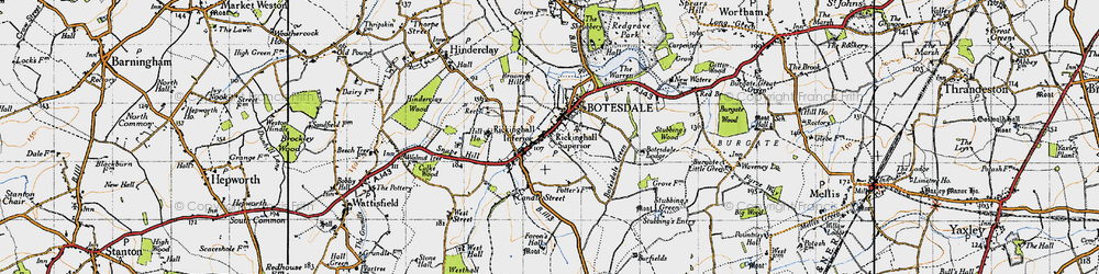 Old map of Rickinghall in 1946